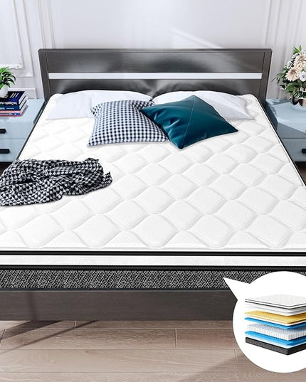EvaStar Full Size Mattress 10 Inch - Hybrid Full Mattress with Memory Foam, Breathable Medium Firm Support, Pocket Springs, Motion Isolation - Refreshing Sleep Experience, CertiPUR-US, 75"x54"x10" - LeafyLoom