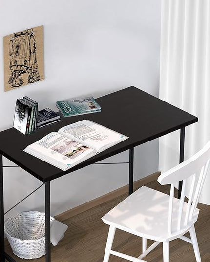 YSSOA Computer Desk Home Office Work Study Writing Modern Simple Table with Headphone Hooks, 40 Inch, Basic Black - LeafyLoom