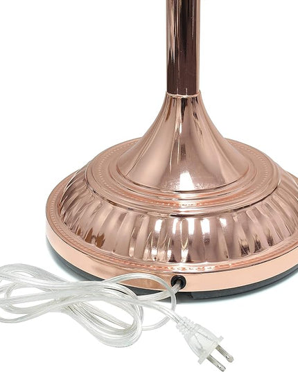 Elegant Designs LF2001-RGD 1 Light Torchiere Marbleized White Glass Shade Floor Lamp, Rose Gold - LeafyLoom