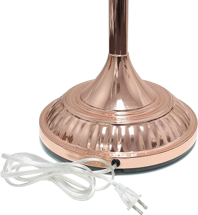 Elegant Designs LF2001-RGD 1 Light Torchiere Marbleized White Glass Shade Floor Lamp, Rose Gold - LeafyLoom