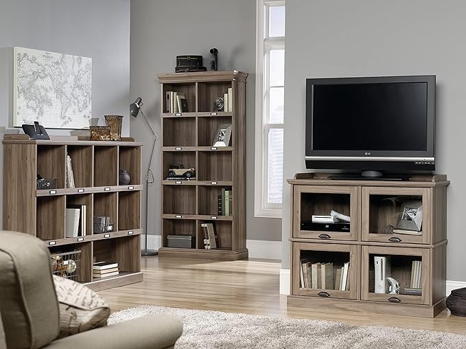 Sauder Barrister Lane Cubby Bookcase/ Book Shelf for Storage and Display, Salt Oak finish - LeafyLoom