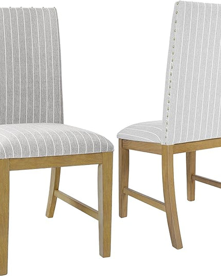 HomePop Classic Parsons Dining Chairs, Pack of 2, Light Gray Stripe (Set of 2) - LeafyLoom