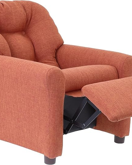THE CREW FURNITURE Traditional Kids Recliner, Toddler Ages 1-5 Years, Home Décor Polyester Linen, Retro Orange - LeafyLoom