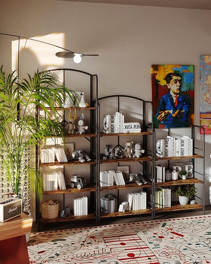 No Assembly Folding Bookshelf, Metal Book Shelf for Storage, Folding Bookcase for Office Organization and Storage (Firestone, 4 Tiers) - LeafyLoom