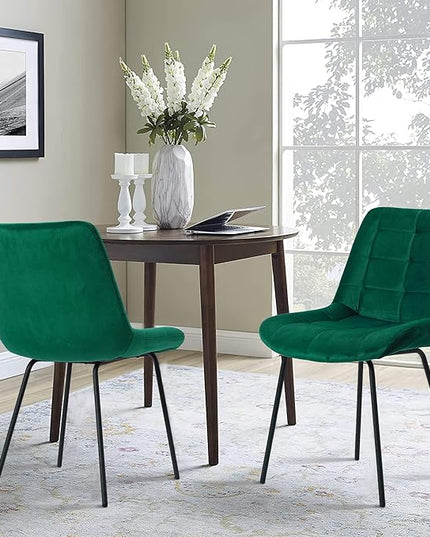 NicBex Velvet Dining Chairs, Upholstered Reception Chairs, Tufted Accent Chair with Metal Legs for Home Kitchen, Living Room, Set of 2, Green - LeafyLoom
