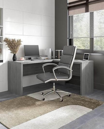 Bush Business Furniture Echo L Shape Desk with Wire Management | Corner Computer Table with Quick-to-Assemble Hardware | Home Office Credenza, 60W, Modern Gray - LeafyLoom