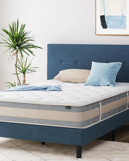 Zinus 10 Inch Comfort Support Hybrid Mattress [New Version], Queen, Fiberglass Free, Medium Plush, Motion Isolation, Certified Safe Foams & Fabric, Mattress in A Box - LeafyLoom