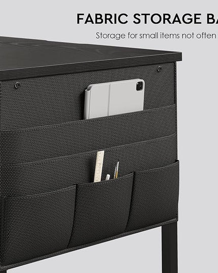 Ｍａｉｈａｉｌ Maihail Small Desk with Drawers, 40 inch Computer Desk with Shelves, Writing Desk with Storage, Small Office Desk with Metal Frame, Black - LeafyLoom