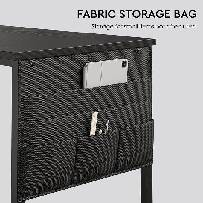 Ｍａｉｈａｉｌ Maihail Small Desk with Drawers, 40 inch Computer Desk with Shelves, Writing Desk with Storage, Small Office Desk with Metal Frame, Black - LeafyLoom