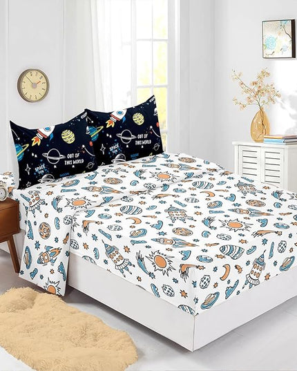Space Comforter Set Twin 5PCS,Kids Bedding Set for Boys Twin,Rocket Bedding Twin Size.Kids Comforter Set Soft Bedding Sets,Bed in A Bag for Kids - LeafyLoom