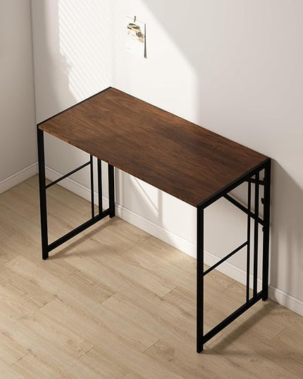 EMODA Folding Computer Desk 40 inch, No Assembly Needed Home Office Table Study Writing Gaming Desk, Mahogany - LeafyLoom