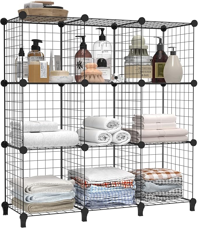 HOMIDEC Cube Storage, Storage Shelves 9 Cube Bookshelf Bookcase Closet Organizer and Storage Wire Storage Cube Multi-Use DIY Storage Cube Shelf for Books, Toys, Clothes, Tools - LeafyLoom