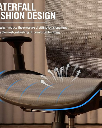 Mesh Office Chair,Ergonomic Computer Desk Chair,Sturdy Task Chair- Adjustable Lumbar Support & Armrests,Tilt Function,Comfort Wide Seat,Swivel Home Office Chair (Grey) - LeafyLoom