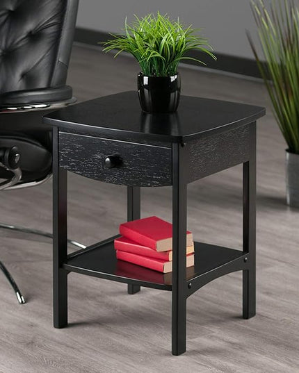 Winsome Basics Solid Wood End Table Nightstand - LeafyLoom