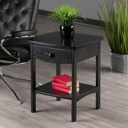 Winsome Basics Solid Wood End Table Nightstand - LeafyLoom