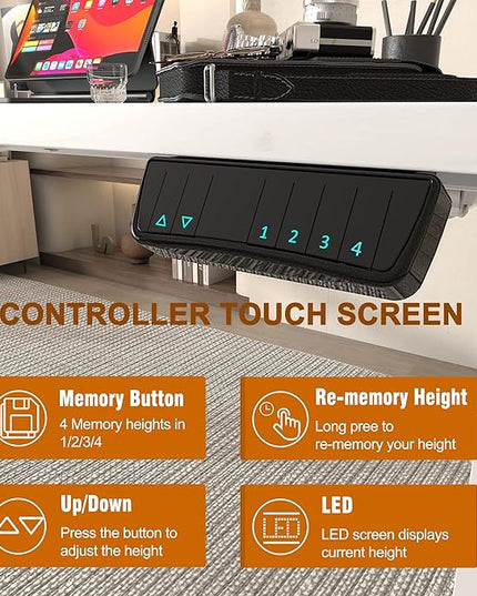 Monomi Height Adjustable Electric Standing Desk, 55 x 28 Inches Stand up Desk, Sit Stand Home Office Computer Desk(White Frame+Marble White Top) - LeafyLoom