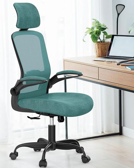 Office Chair, Ergonomic Desk Chair with Adjustable Lumbar Support, High Back Mesh Computer Chair with Flip-up Armrests-BIFMA Passed Task Chairs, Executive Chair for Home Office - LeafyLoom
