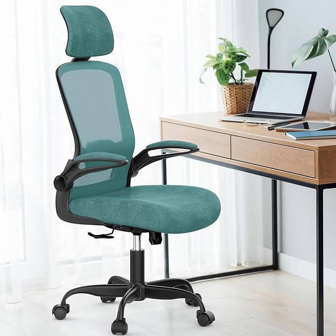 Office Chair, Ergonomic Desk Chair with Adjustable Lumbar Support, High Back Mesh Computer Chair with Flip-up Armrests-BIFMA Passed Task Chairs, Executive Chair for Home Office - LeafyLoom
