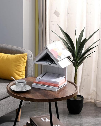Wooden Floating Bedside Bookshel,Desktop Wooden Book Stand, Mini Library Shelf for glasses, Side Table Book Lover Organization Book for Book Lover (White) - LeafyLoom