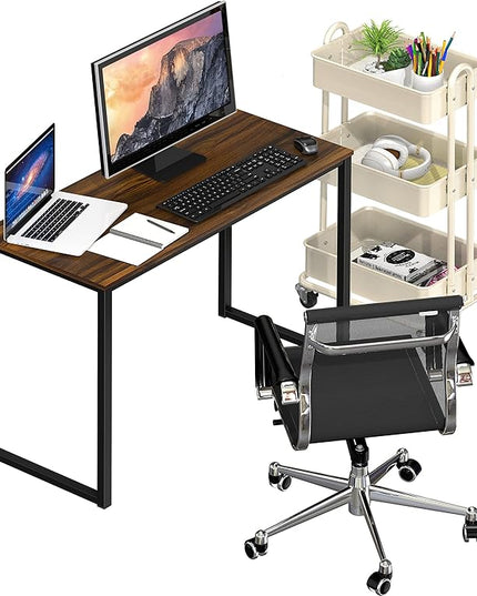 SHW Home Office 32-Inch Computer Desk, Walnut - LeafyLoom