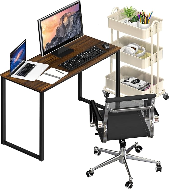 SHW Home Office 32-Inch Computer Desk, Walnut - LeafyLoom