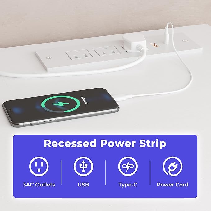 JOISCOPE 40 Inches Small Computer Desk with Table Power Outlets, Home Office Small White Desk with Storage Shelves and USB & Type-C Outlet for Bedroom, Home Office, Morden Simple Writing Table, White - LeafyLoom