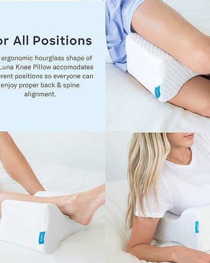 Luna Orthopedic Pillow Knee Pillow | Memory Foam Pillows for Hip Pain & Lower Back Pain Relief | Post Surgery Pillow, Sciatica Pain Relief Pillow for Adults | Knee Surgery Gifts - LeafyLoom