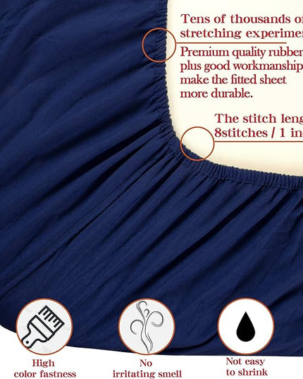 NTBAY Toddler Bedding Set - 4 Piece Soft and Breathable Crib Bedding Set for Boys and Girls, Includes Quilted Comforter, Fitted Sheet, Flat Top Sheet and Envelope Pillowcase, Navy Blue - LeafyLoom