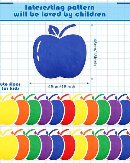 Shellwei 24 Pcs Kids Carpet Circle Seats 18 inch Print Pillow Circle Children's Mats Rug Mats Round Soft Floor Mat for Home School Classroom Story Time Group Activity Play Areas (Apple) - LeafyLoom