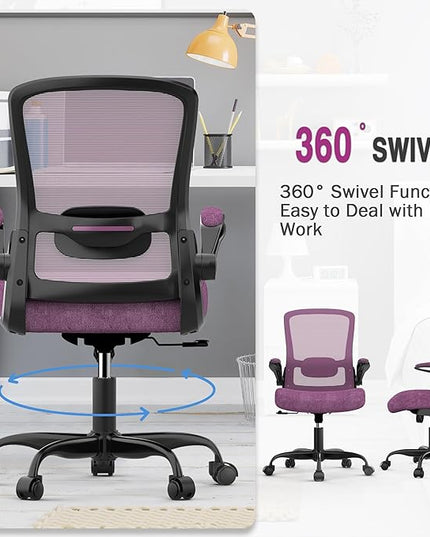 Office Chair, Ergonomic Desk Chair with Adjustable Lumbar Support, High Back Mesh Computer Chair with Flip-up Armrests-BIFMA Passed Task Chairs, Executive Chair for Home Office - LeafyLoom