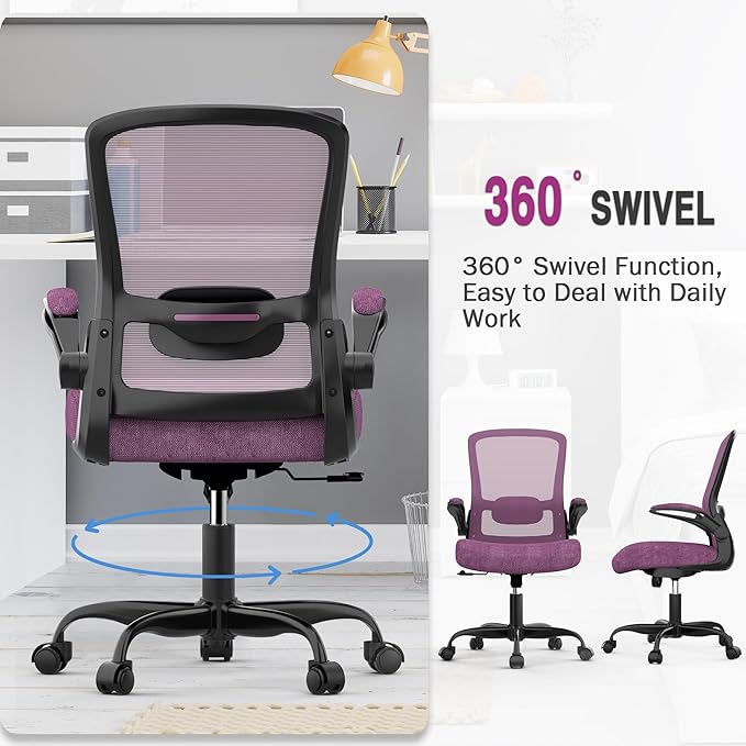 Office Chair, Ergonomic Desk Chair with Adjustable Lumbar Support, High Back Mesh Computer Chair with Flip-up Armrests-BIFMA Passed Task Chairs, Executive Chair for Home Office - LeafyLoom