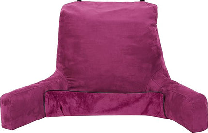 Husband Pillow XXL Cover Aspen Edition Sliding Raspberry, Reversible Microfiber to Microsuede, Side & Back Pockets - Handle for Transport - Super Cozy Bed Rest Pillow Cover with Arms - Easy Care - LeafyLoom
