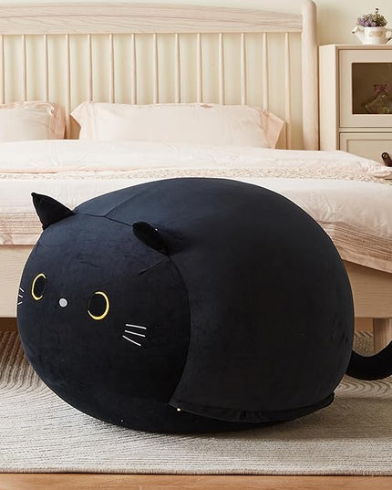 Stuffed Animal Storage Bean Bag Chair Cover for Kids Black Cat Beanbag Chair for Girls Large Size Toy Organizer Cover Only Without Filling - LeafyLoom