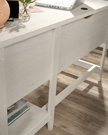 Sauder Summit Station Single Pedestal Desk, Glacier Oak Finish - LeafyLoom