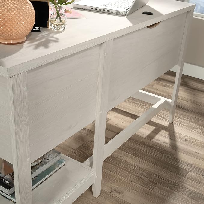 Sauder Summit Station Single Pedestal Desk, Glacier Oak Finish - LeafyLoom