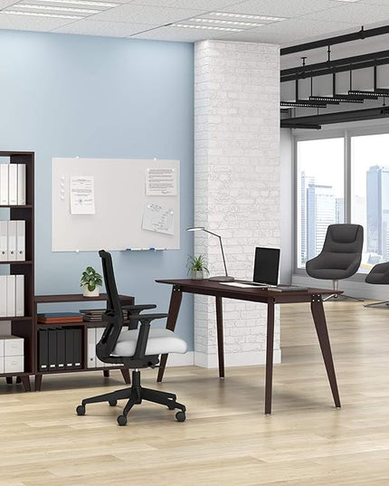 HON Basyx BSX55WPLMWMW Modern Home Office Wood Computer Desk, 55", Walnut - LeafyLoom