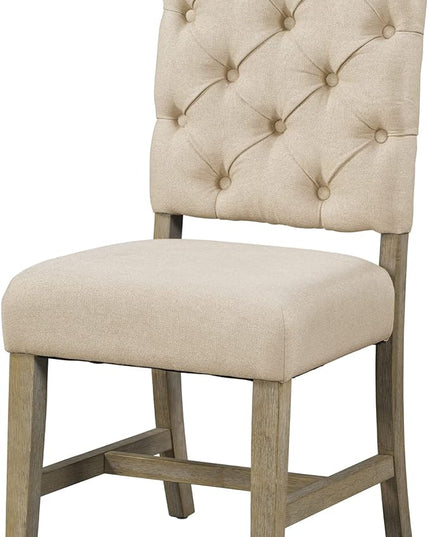 Small Dining Table Set for 4-6, Modern Round Extendable Table and Upholstered Chairs, X-Shaped Cross Base, Button Tufting Backrest, Retro Style Home Furniture for Small Spaces, Living Room - LeafyLoom