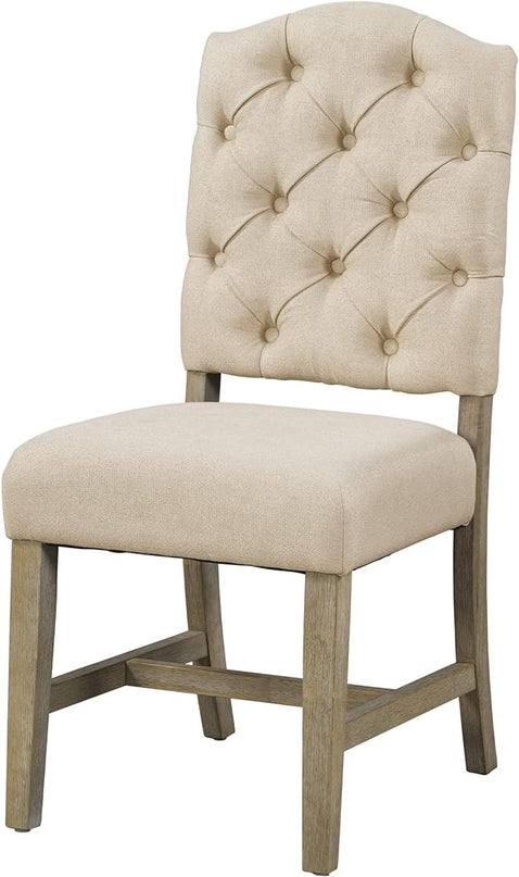 Small Dining Table Set for 4-6, Modern Round Extendable Table and Upholstered Chairs, X-Shaped Cross Base, Button Tufting Backrest, Retro Style Home Furniture for Small Spaces, Living Room - LeafyLoom