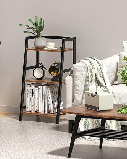 Bookshelf, Bookcase for Small Spaces, 3-Tier Shelf Bookcase, Short Shelf Storage Organizer for Living Room, Bedroom, Home Office, Kitchen, 11.8 "D x 16.5" W x 31.3 "H, Rustic Brown - LeafyLoom
