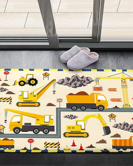 Construction Play Mat Car Rug Play Mat Construction Rugs for Boys Room Car Rug for Boys Room Construction Decor for Boys Room Playroom Rug for Livingroom 2'×3' - LeafyLoom