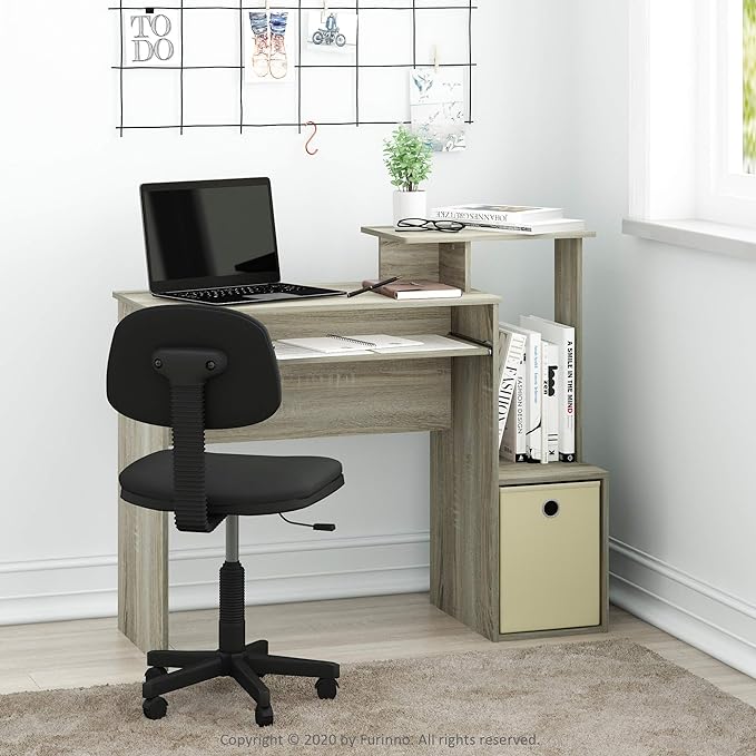 Furinno Econ Multipurpose Home Office Computer Writing Desk, Sonoma Oak/Ivory - LeafyLoom