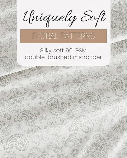 4 Piece California King Bedding Sheet Set (Gray Floral) - Sleep Better Than Ever with These Ultra-Soft & Cooling Bed Sheets for Your Cal King Size Bed - Deep Pocket Fits 16" Mattress - LeafyLoom