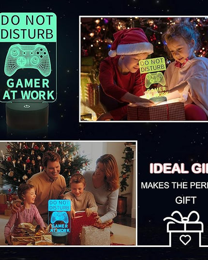 YuanDian Do Not Disturb Gamer at Work Night Light,Gamepad Graphic Video Games Gamer Gift Funny 3D Illusion Lamp 16 Colors Changing Touch & Remote Control for Men Teenagers and Kids - LeafyLoom