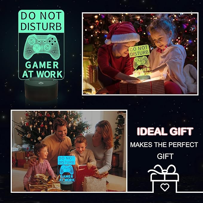 YuanDian Do Not Disturb Gamer at Work Night Light,Gamepad Graphic Video Games Gamer Gift Funny 3D Illusion Lamp 16 Colors Changing Touch & Remote Control for Men Teenagers and Kids - LeafyLoom