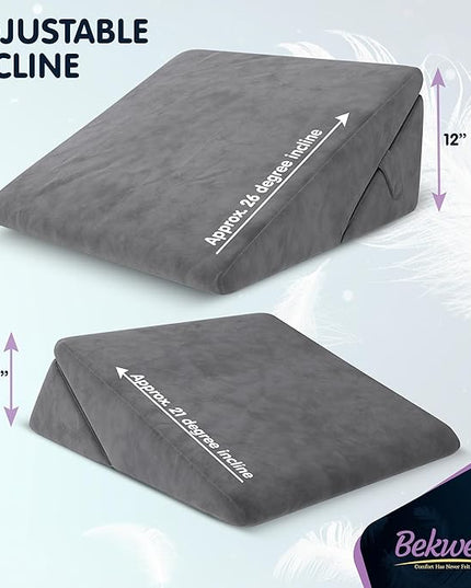 Adjustable Bed Wedge Pillow for Sleep Apnea, Gerd, Acid Reflux, Post Surgery, Heartburn - Foam Wedge Pillow for Back Pain Relief, Sleep Apnea Pillow Wedge or Bed Wedge Pillow for Sleeping for Seniors - LeafyLoom
