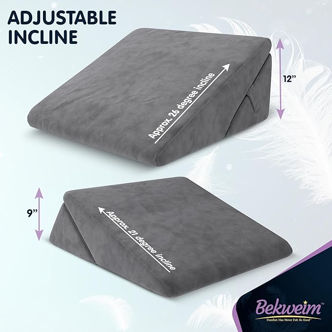 Adjustable Bed Wedge Pillow for Sleep Apnea, Gerd, Acid Reflux, Post Surgery, Heartburn - Foam Wedge Pillow for Back Pain Relief, Sleep Apnea Pillow Wedge or Bed Wedge Pillow for Sleeping for Seniors - LeafyLoom