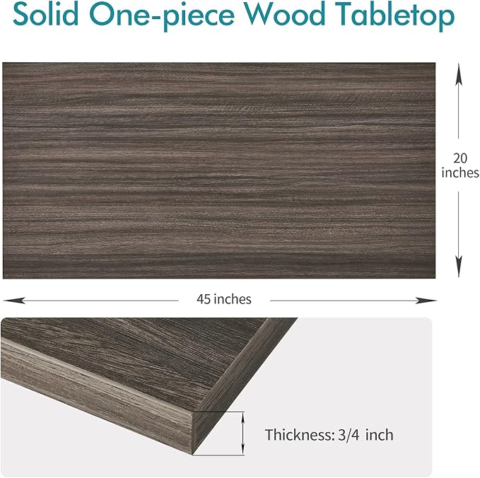 Kaboon Universal Tabletop 45"x20", Solid One-Piece Melamine Table Top, Double Desk L-Desk Floating Desk DIY, Home and Office,Eucalyptus/Dark Walnut - LeafyLoom