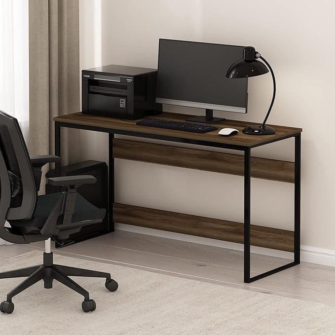 Furinno Moretti Modern Lifestyle Enhanced Study Desk 52 Inch, 52-Inch, Columbia Walnut - LeafyLoom