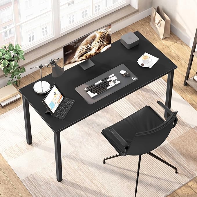 Computer Desk,55.1 inches Office Desk & Workstations for Home Office, Gaming Desk Computer Table,Modern Simple Style Laptop Table, Black - LeafyLoom