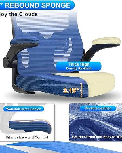 Office Chair, High Back Desk Chair Adjustable Height and Ergonomic Design Home Office Computer Chair Executive Lumbar Support Padded Flip-up Armrest Swivel Task Chair - LeafyLoom